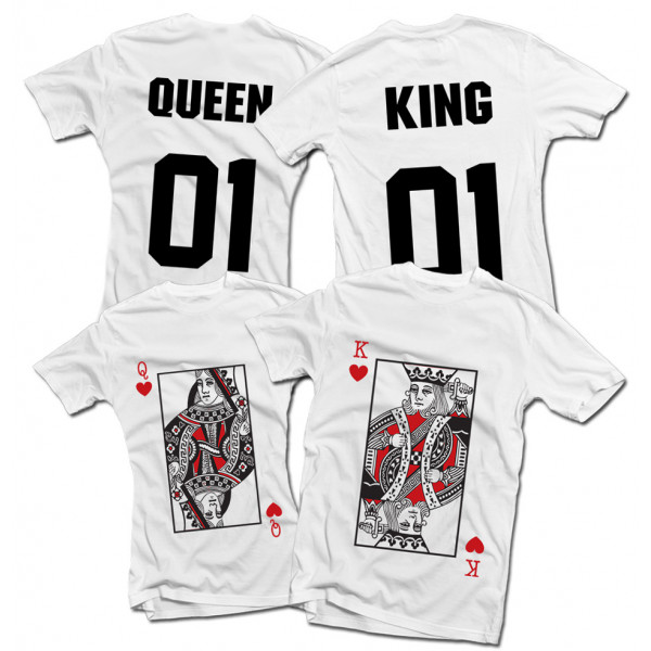 Sada triček "King & Queen" s potiskem na přední i zadní straně Sada triček "King & Queen" s potiskem na přední i zadní straně