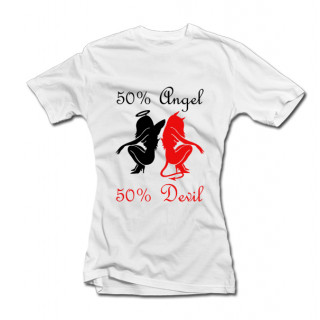 Dámské tričko "50% anděl, 50% ďábel"