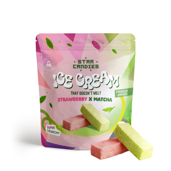STAR CANDIES mražená zmrzlina s příchutí matcha a jahod, 16g