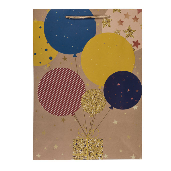 Papírová dárková taška "Balloons and candles" (34,5x25x8,5cm)