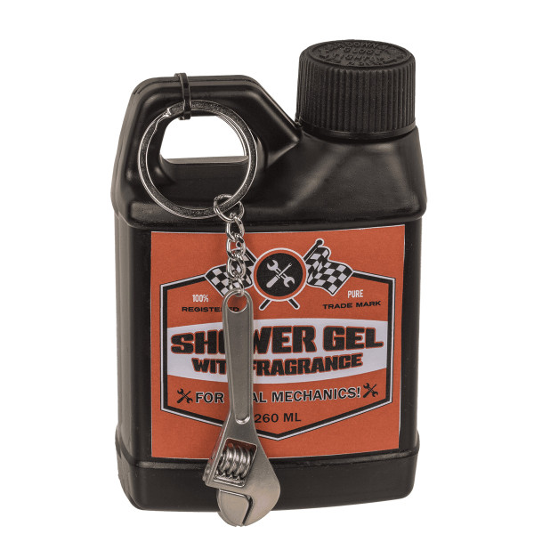 Univerzální sprchový gel pro muže „Motor Oil“ (260 ml) + přívěsek na klíče