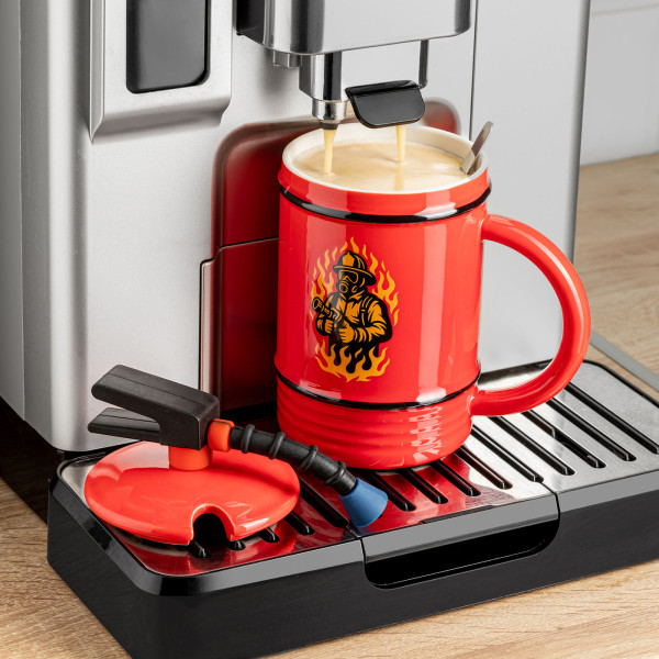 Hasičský hrnek „Hasičák“ s víčkem a lžičkou (450 ml)