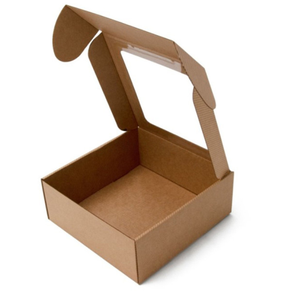 Stylová čtvercová dárková krabička, hnědá 220x220x90mm