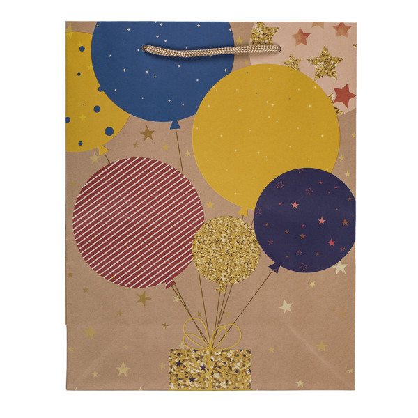 Papírová dárková taška "Balloons and candles" (23x18x8cm)