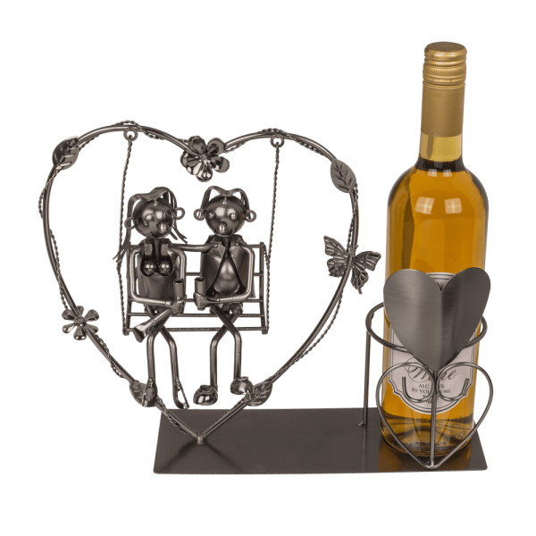 Kovový držák na láhev „Pár na houpačce“