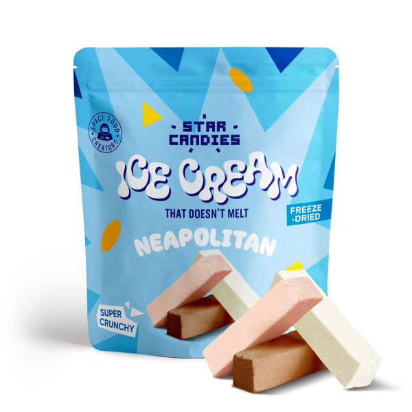 STAR CANDIES lyofilizovaná zmrzlina NEAPOLITAN (vanilková, čokoládová, jahodová), 16 g STAR CANDIES lyofilizovaná zmrzlina NEAPOLITAN (vanilková, čokoládová, jahodová), 16 g