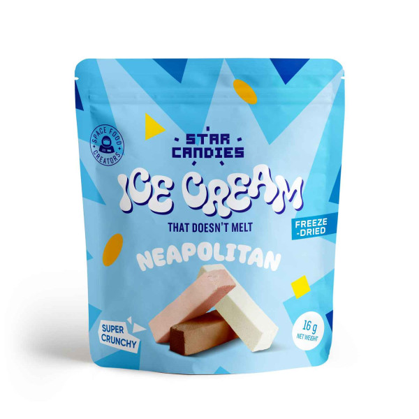 STAR CANDIES lyofilizovaná zmrzlina NEAPOLITAN (vanilková, čokoládová, jahodová), 16 g STAR CANDIES lyofilizovaná zmrzlina NEAPOLITAN (vanilková, čokoládová, jahodová), 16 g
