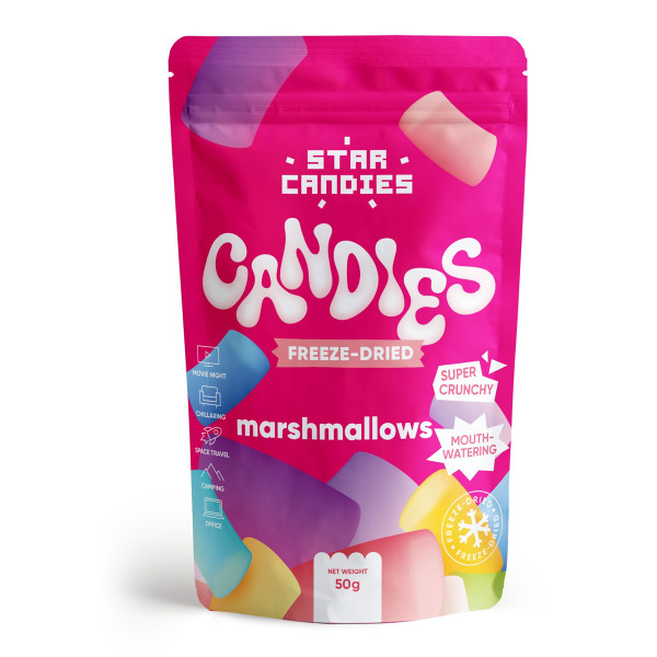 STAR CANDIES lyofilizované marshmallows „Marshmallows“, 50 g.