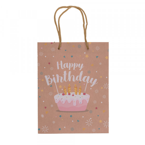 Dárková taška z kraftového papíru "Happy Birthday" (23x18x8cm)