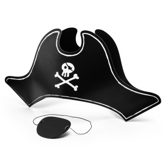Pirátský klobouk a páska přes oči