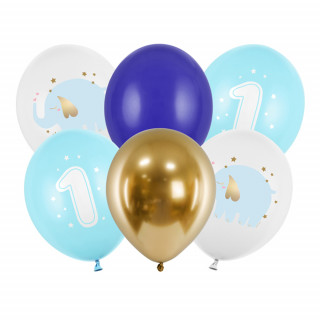 Balónky "Jeden rok" (6 ks), pastelově modré