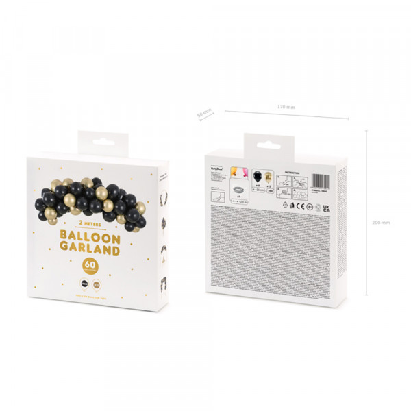 Balónková girlanda "Černá a zlatá" (60 ks, 200 cm)