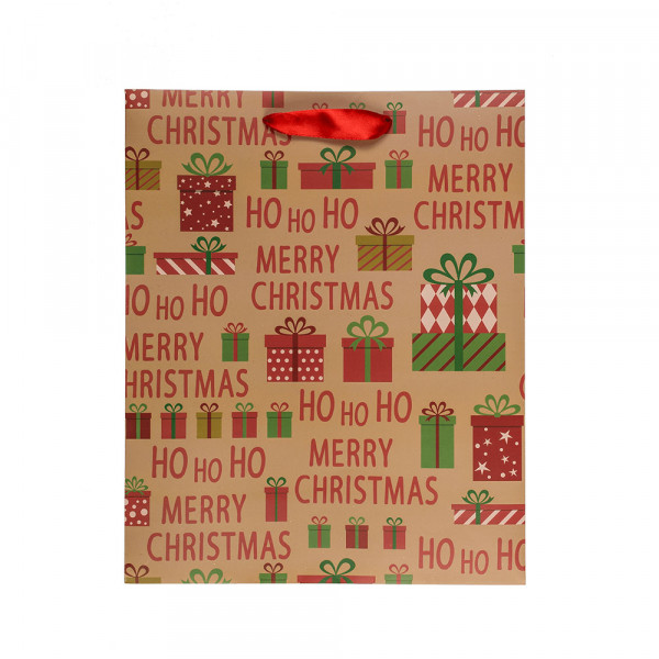 Papírová dárková taška "Ho Ho Ho" (26 x 10 x 32 cm)