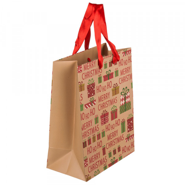 Papírová dárková taška "Ho Ho Ho" (26 x 10 x 32 cm)