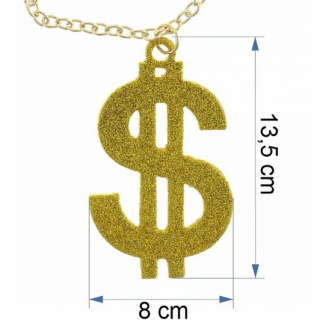 Řetěz s velkým lesklým znakem dolaru