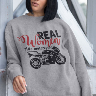 Mikina "Real women ride motorcycle" (bez kapuce)