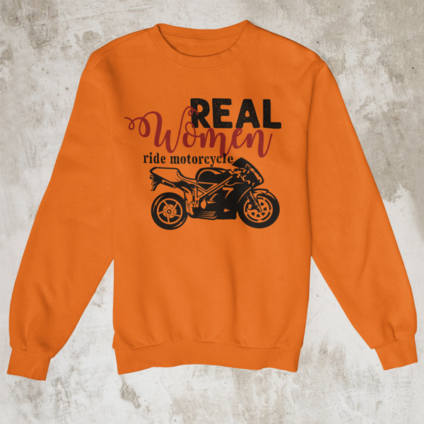 Mikina "Real women ride motorcycle" (bez kapuce)