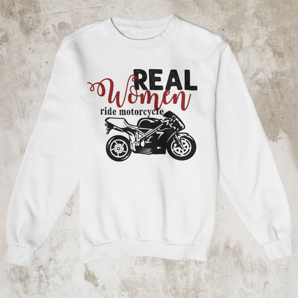 Mikina "Real women ride motorcycle" (bez kapuce)