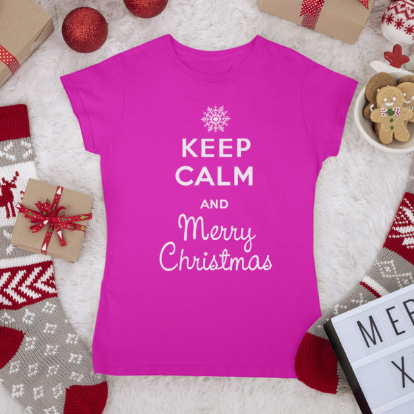 Dámské tričko "Keep calm Merry Christmas"