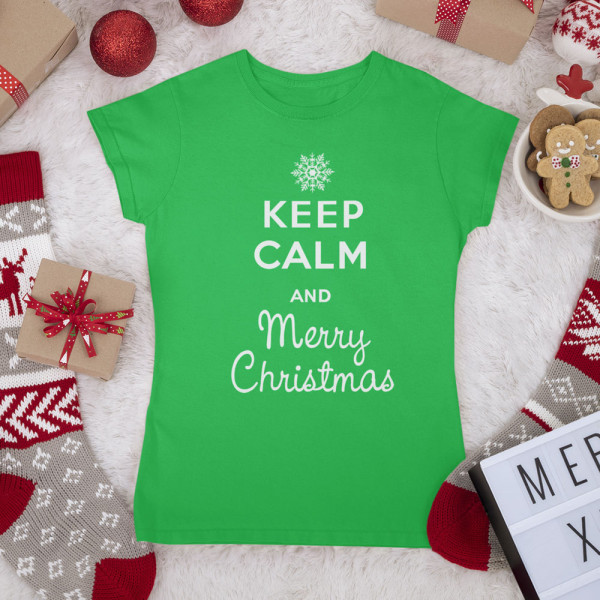 Dámské tričko "Keep calm Merry Christmas"