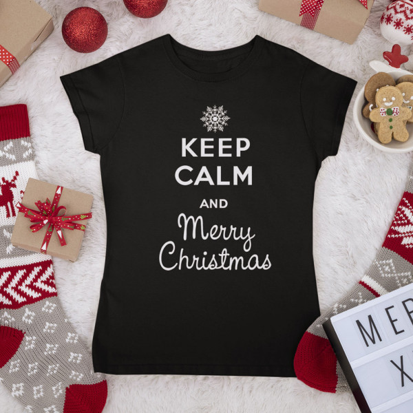 Dámské tričko "Keep calm Merry Christmas"