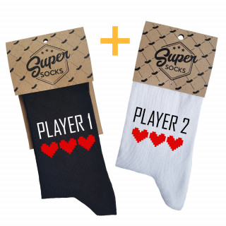 Sada ponožek pro páry "Player 1 a Player 2"