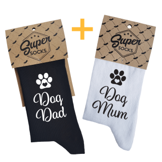 Sada ponožek pro páry "Dog Dad & Mum"