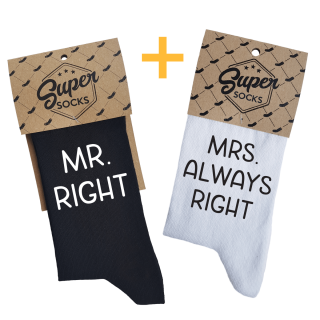 Sada ponožek pro páry "Mr. Right & Mrs. Always Right"
