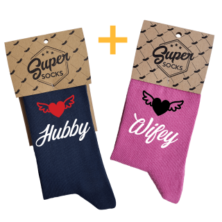 Sada ponožek pro páry "Wifey & Hubby"