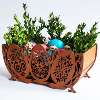 Dřevěný košík "Pestrobarevné Velikonoce"