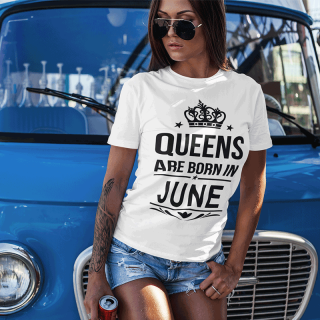 Dámské tričko "Queens are born" s měsícem podle Vašeho výběru