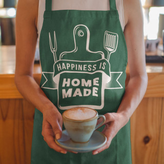 Bavlněná zástěra "Happiness is home made"