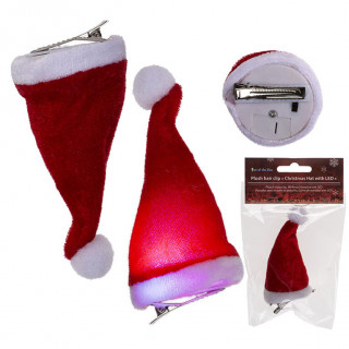 Malá připínací vánoční čepice s LED diodou