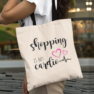 Plátěná taška "Shopping is my cardio"