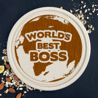 Dřevěné gravírované krájecí prkénko "WORLD'S BEST BOSS"