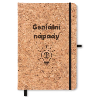 Zápisník s korkovým obalem pro "Geniální nápady" (A5)