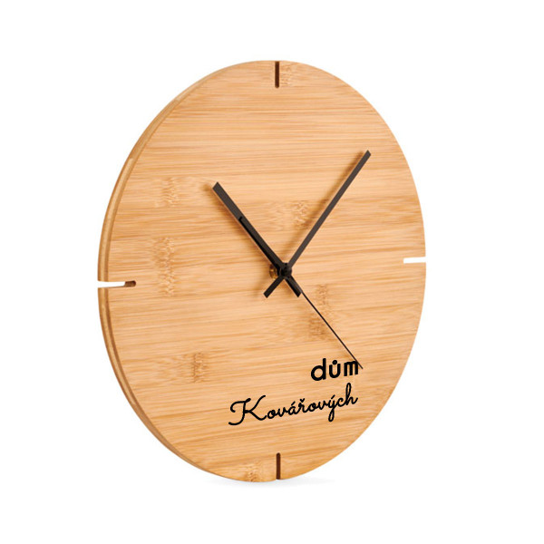 Bambusové nástěnné hodiny "Domov" s příjmením dle Vaší volby