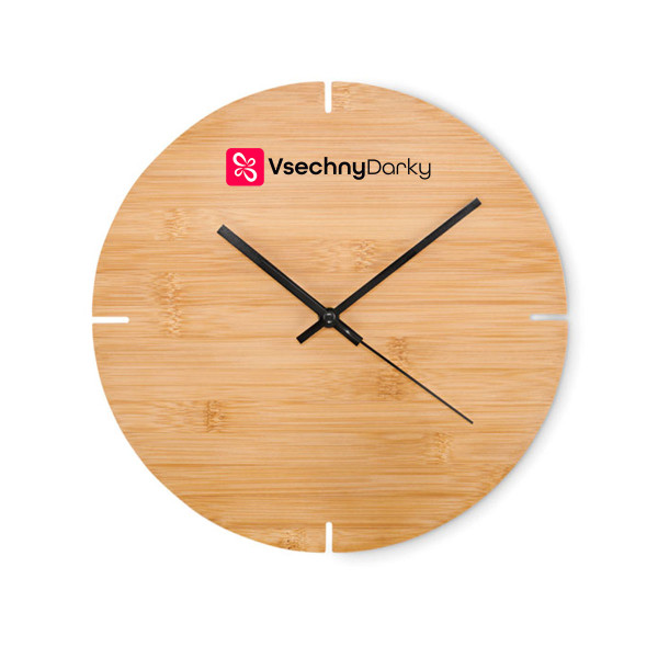 Bambusové nástěnné hodiny s vaším logem