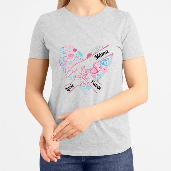 Dámské tričko "Maminčino srdíčko" s vybranými jmény dětí