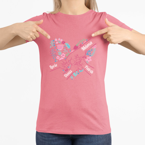 Dámské tričko "Maminčino srdíčko" s vybranými jmény dětí