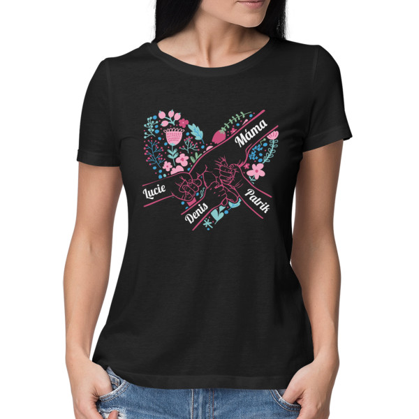 Dámské tričko "Maminčino srdíčko" s vybranými jmény dětí