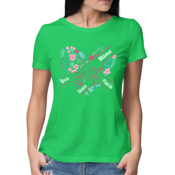 Dámské tričko "Maminčino srdíčko" s vybranými jmény dětí
