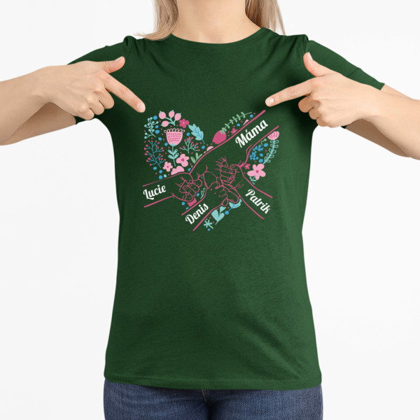 Dámské tričko "Maminčino srdíčko" s vybranými jmény dětí