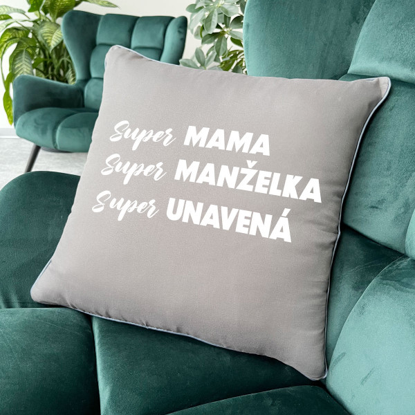 Dekorační polštář "Super máma popis" Dekorační polštář "Super máma popis"