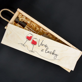 Dřevěná krabice na lahve "Víno z lásky"