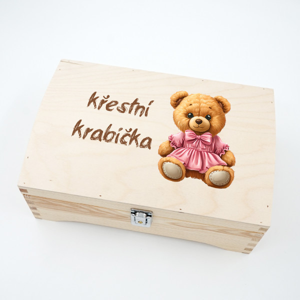 Dřevěná krabička "Křestní krabička s medvídkem" Dřevěná krabička "Křestní krabička s medvídkem"