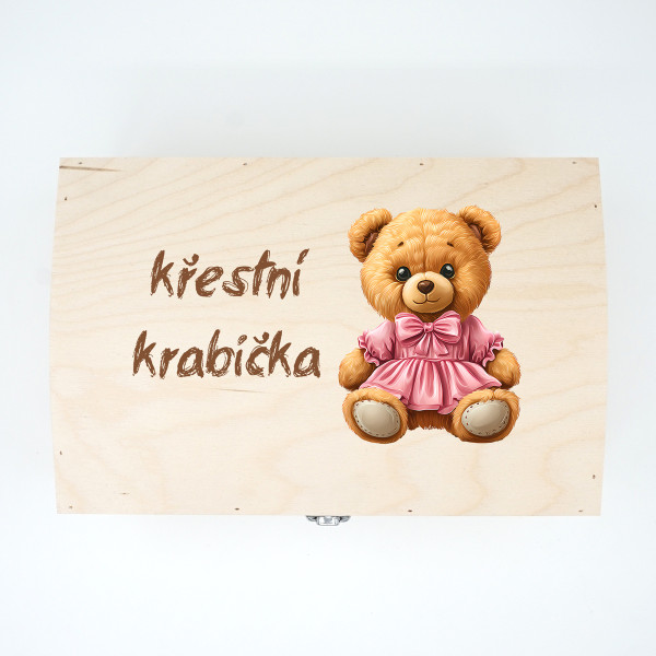 Dřevěná krabička "Křestní krabička s medvídkem" Dřevěná krabička "Křestní krabička s medvídkem"