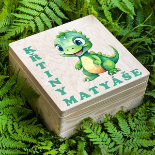 Dřevěná krabička "Křtiny malého draka" s vlastním jménem (30x30cm)