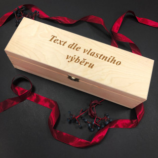 Dřevěná krabička na láhev s vínem s Vámi vybraným textem