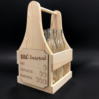 Dřevěná přepravka na láhve "BBQ časovač"